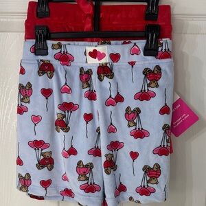 Women Plush Teddy Balloon Print Shorts - Light Blue & Red Shorts with Love